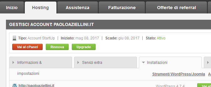 cpanel accedi