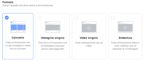 formati annunci facebook