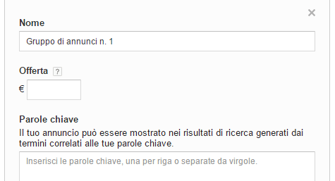 gruppo annunci adwords
