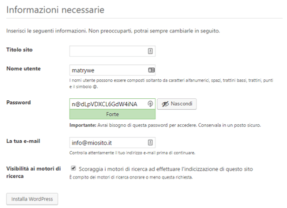 installazione credenziali