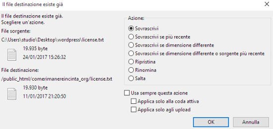 wordpress update files filezilla